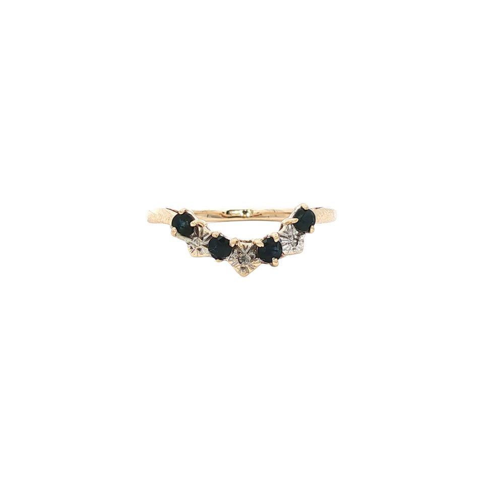 Vintage 9K Gold Ring with Sapphire and Diamond