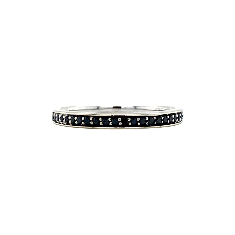 Vintage 14K White Gold Ring with Black Diamond
