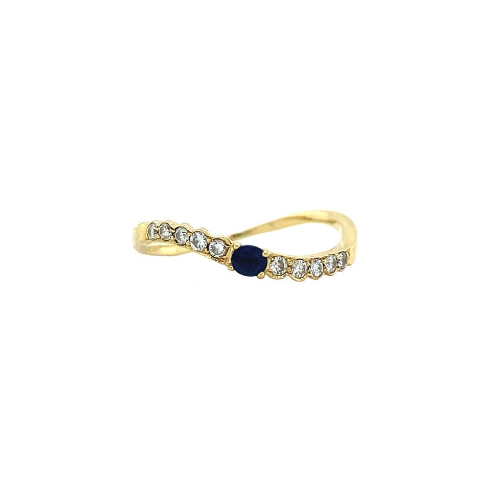 Vintage 18K Gold Ring with Sapphire and Diamond