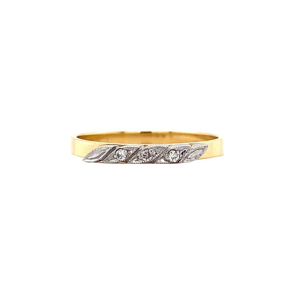 Vintage 9K Gold Half Eternity Ring with Diamond