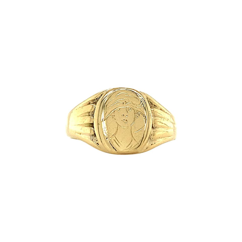 Vintage 14K Gold Signet Ring with Engraving