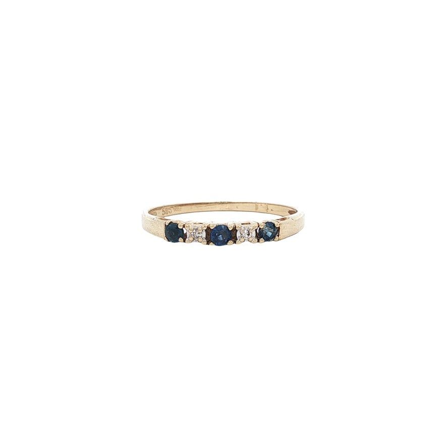 Vintage 14K Gold Ring with Sapphire and Diamond