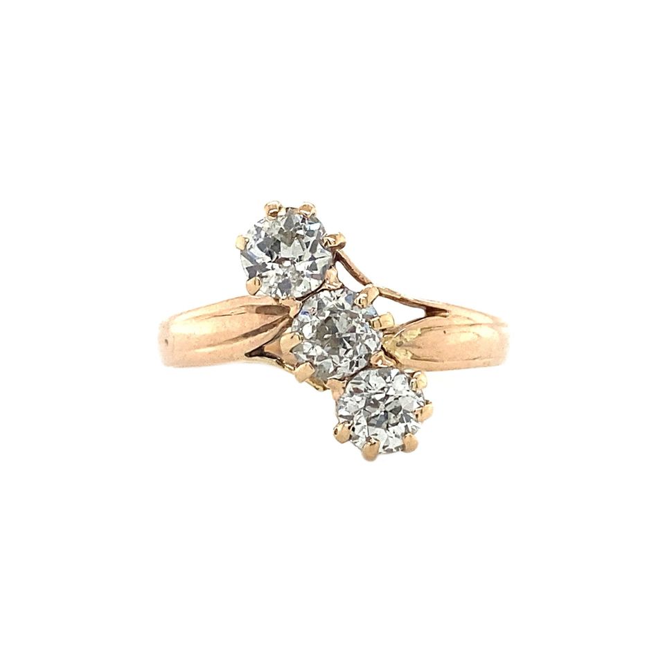 Vintage 14K Rose Gold Ring with Diamond