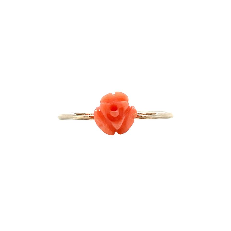 Vintage 14K Gold Rose Ring with Coral