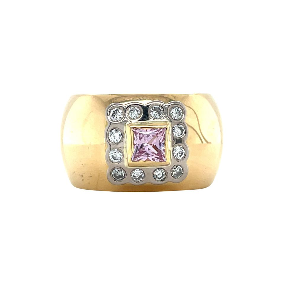 Vintage 18K Gold Ring with Sapphire and Diamond