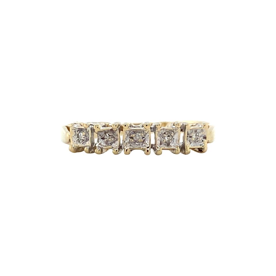 Vintage 14K Gold Half Eternity Ring with Diamond