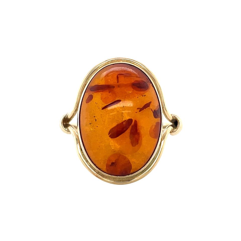 Vintage 8K Gold Ring with Amber