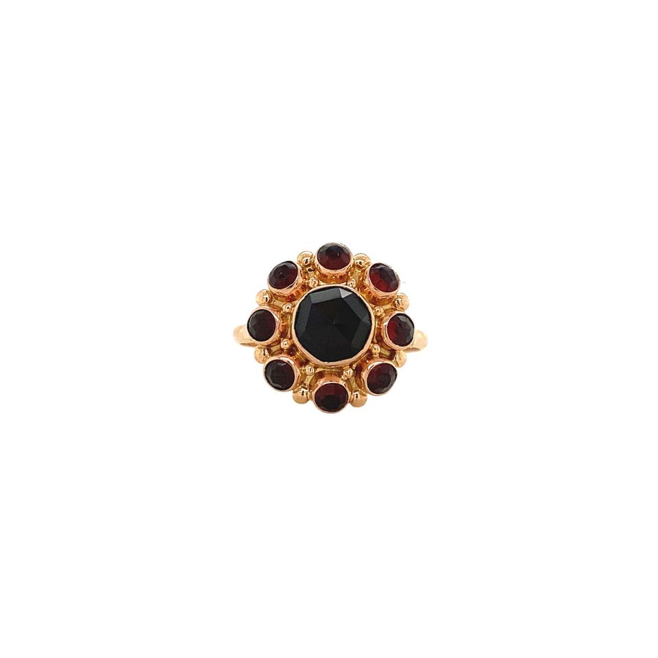Vintage 14K Gold Cluster Ring with Garnet