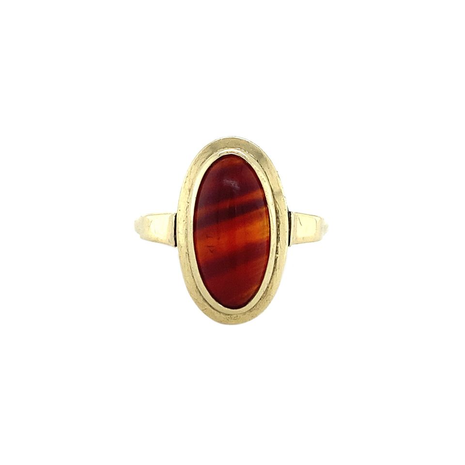 Vintage 14K Gold Ring with Banded Agate