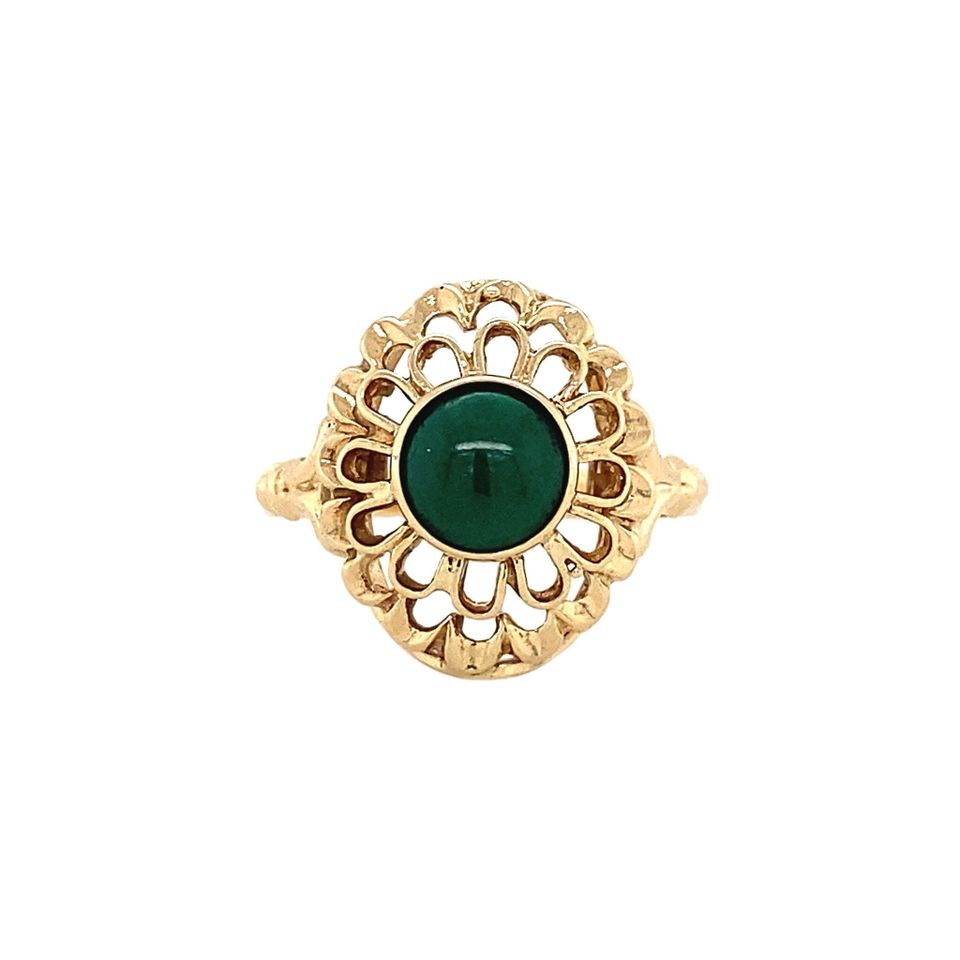 Vintage 14K Gold Ring with Malachite