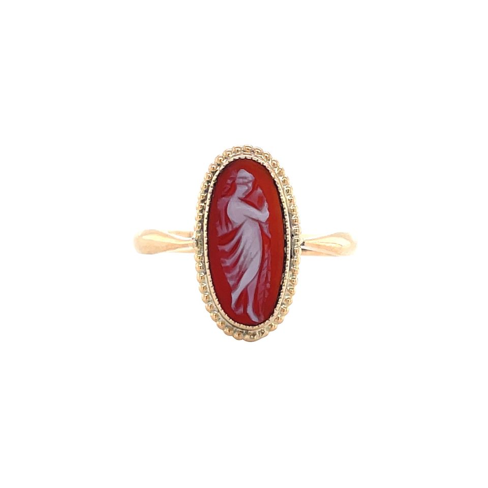 Vintage 14K Gold Ring with Sard Cameo