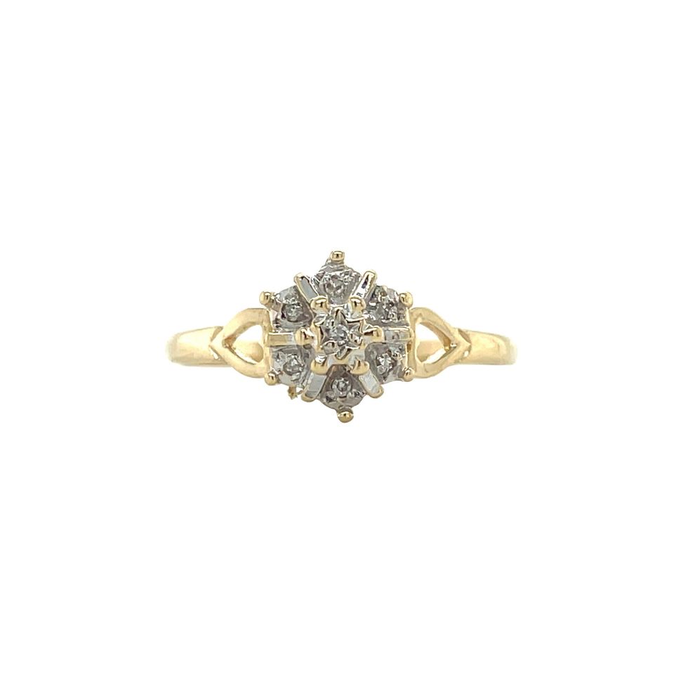 Vintage 14K Gold Cluster Ring with Diamond