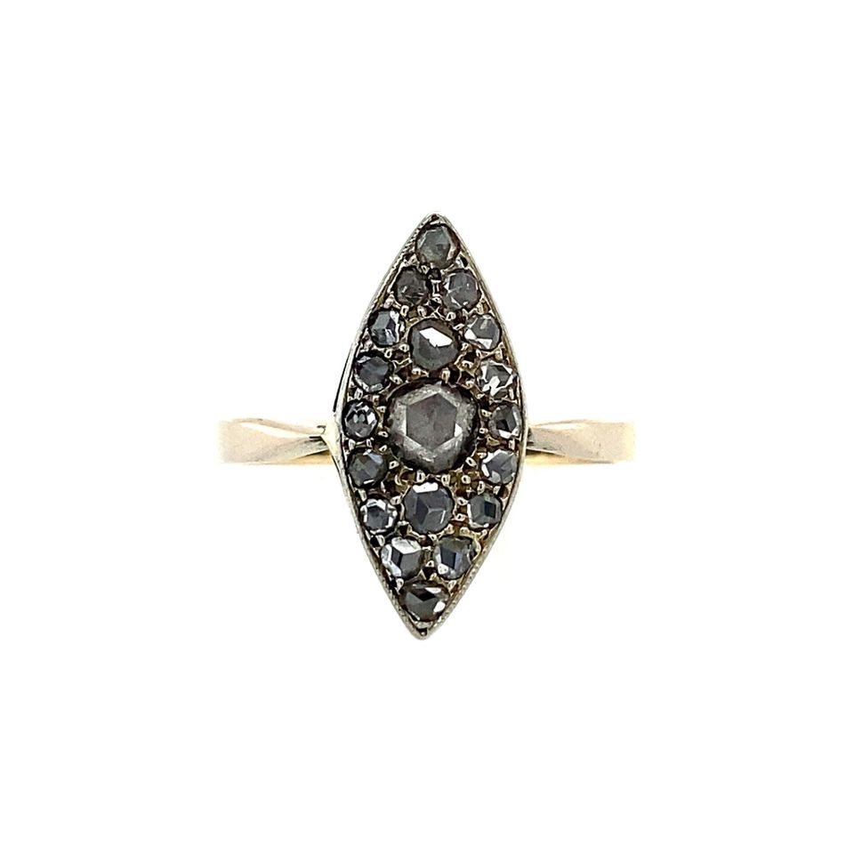 Vintage 14K Two Tone Gold Ring with Rose Cut Diamond