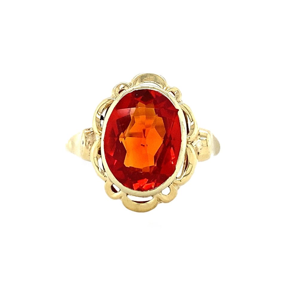 Vintage 14K Gold Ring with Orange Sapphire