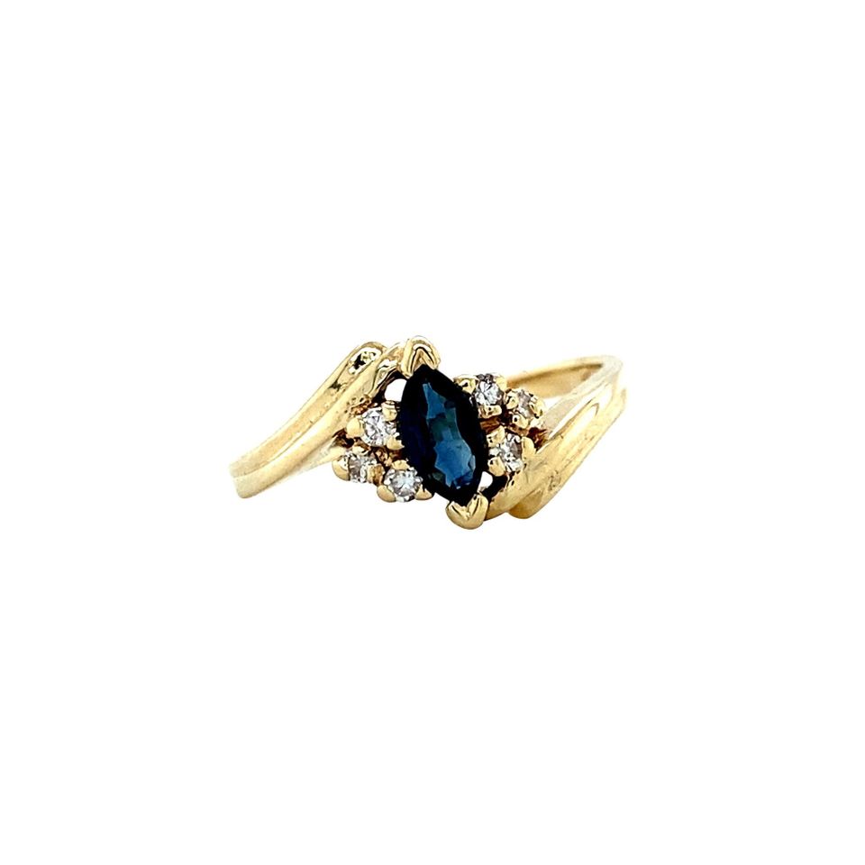 Vintage 14K Gold Ring with Sapphire and Diamond