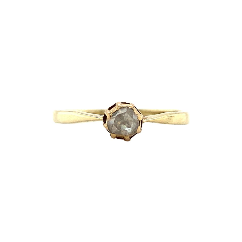 Vintage 14K Gold Solitaire Ring with Rose Cut Diamond