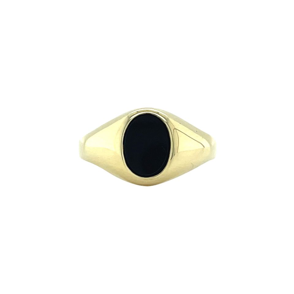 Vintage 14K Gold Signet Ring with Onyx