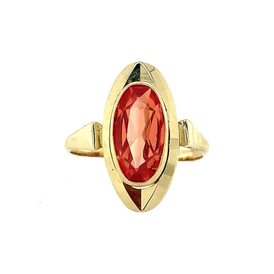 Vintage 14K Gold Ring with Orange Sapphire