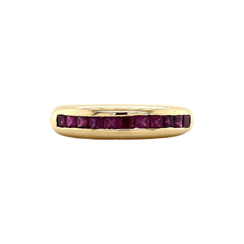 Vintage 14K Gold Railring with Ruby Ring