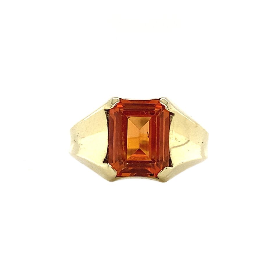 Vintage 14K Gold Pinky Ring with Orange Sapphire