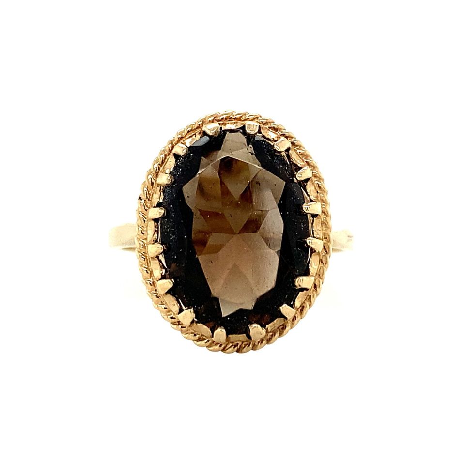 Vintage 9K Gold Ring with Smoky Topaz