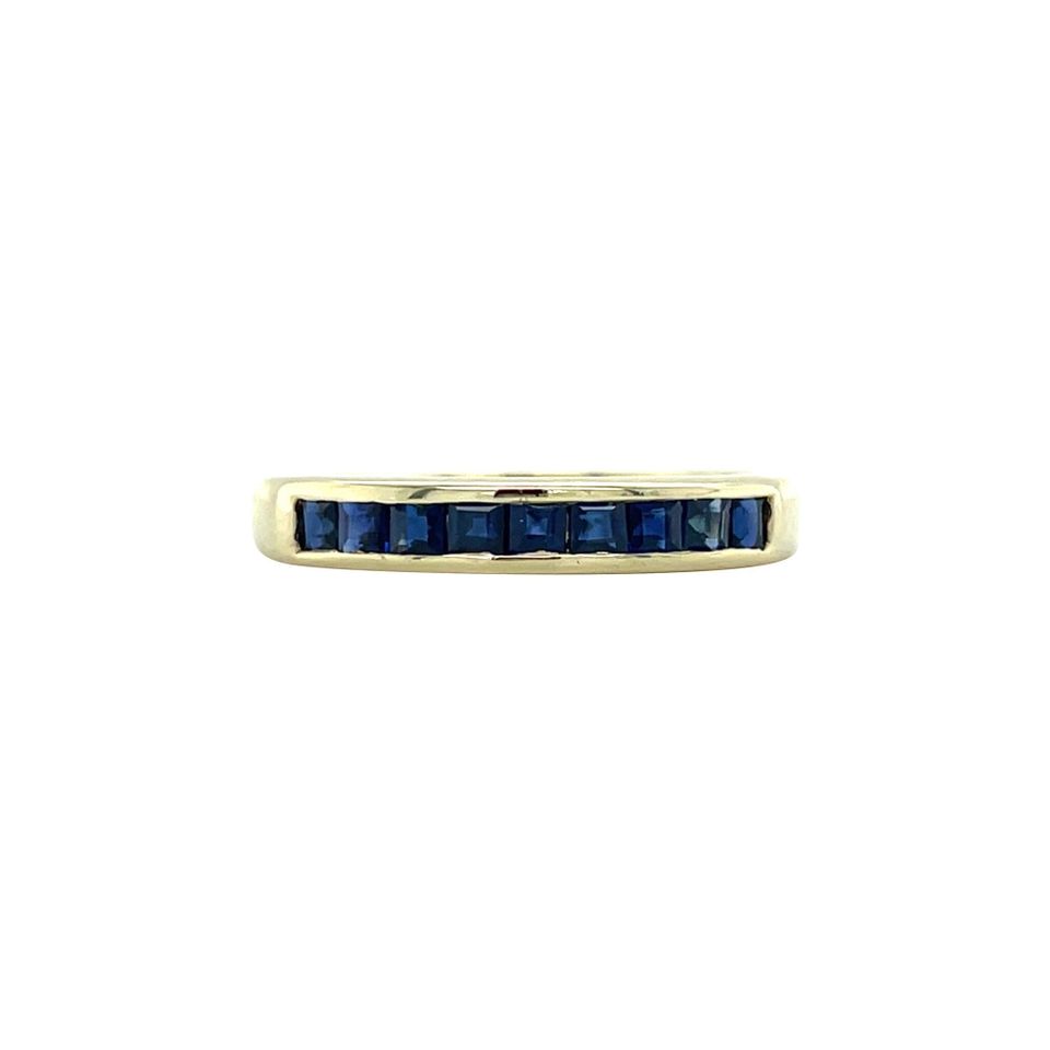 Vintage 14K Gold Half Eternity Ring with Sapphire