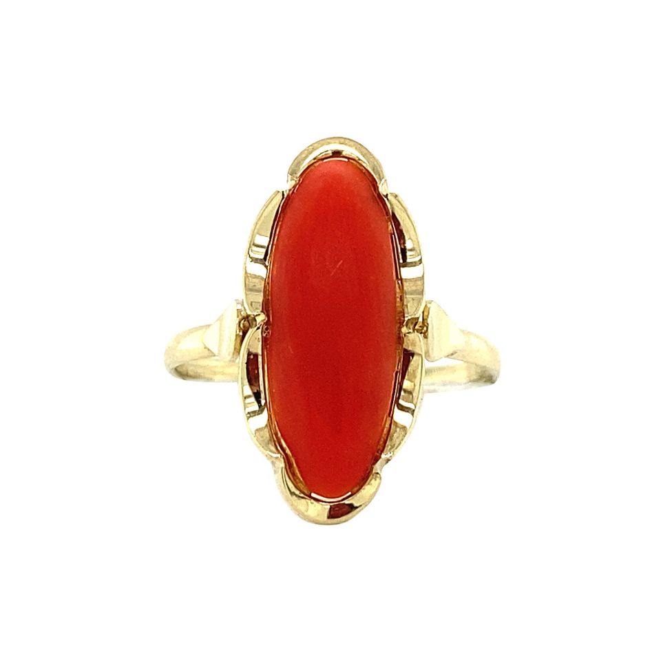 Vintage 14K Gold Ring with Red Coral