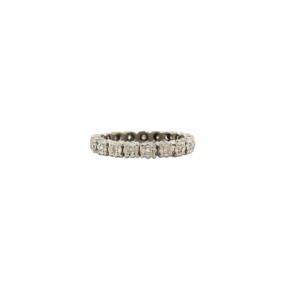 Vintage 14K White Gold Alliance Ring with Diamond