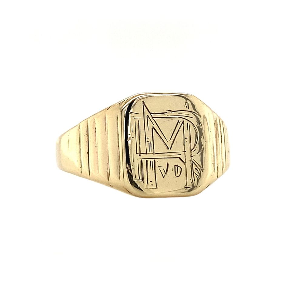 Vintage 14K Gold Signet Ring with Engraving