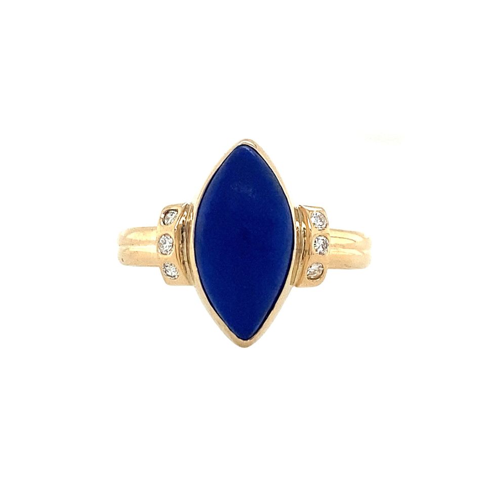 Vintage 14K Gold Ring with Lapis Lazuli and Diamond