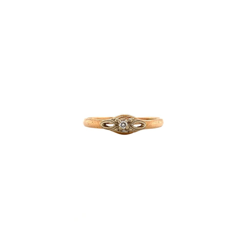 Vintage Rose 12K Gold Ring with Diamond