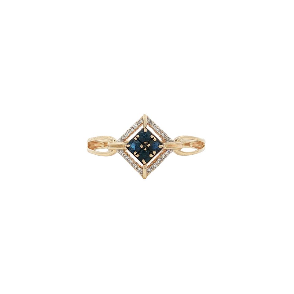 Vintage 14K Gold Ring with Sapphire and Diamond