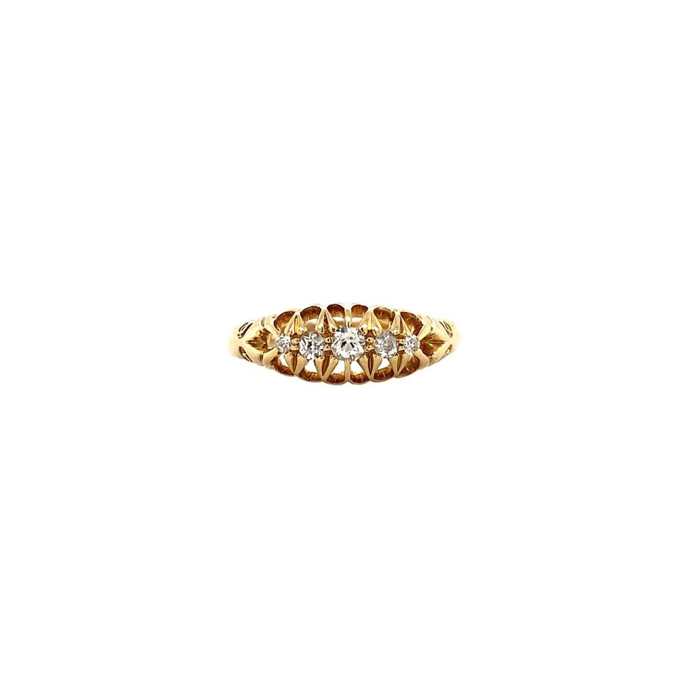 Vintage 18K Gold Half Eternity Ring with Diamond