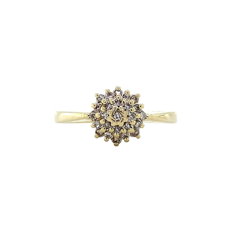 Vintage 14K Gold Cluster Ring with Diamond