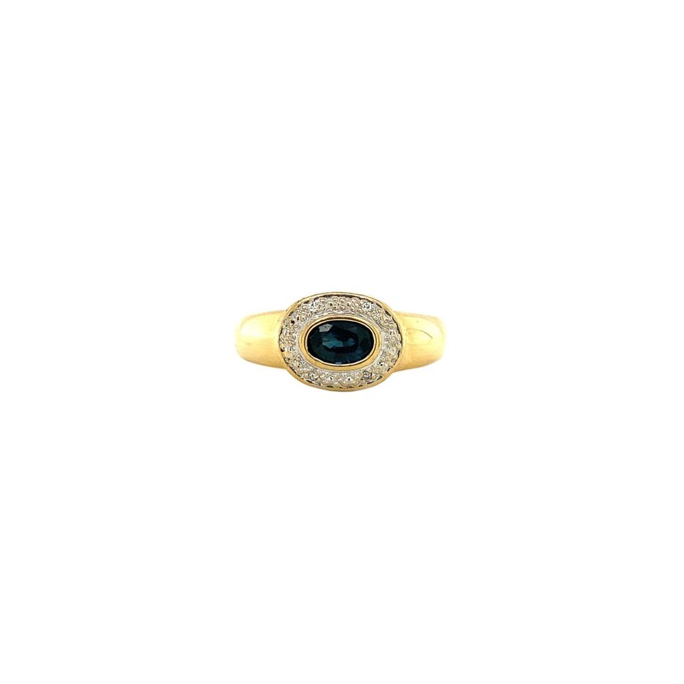Vintage 18K Gold Ring with Diamond and Sapphire