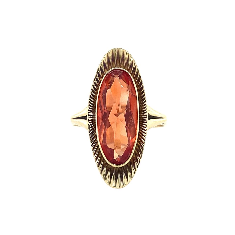 Vintage 14K Gold Ring with Orange Sapphire
