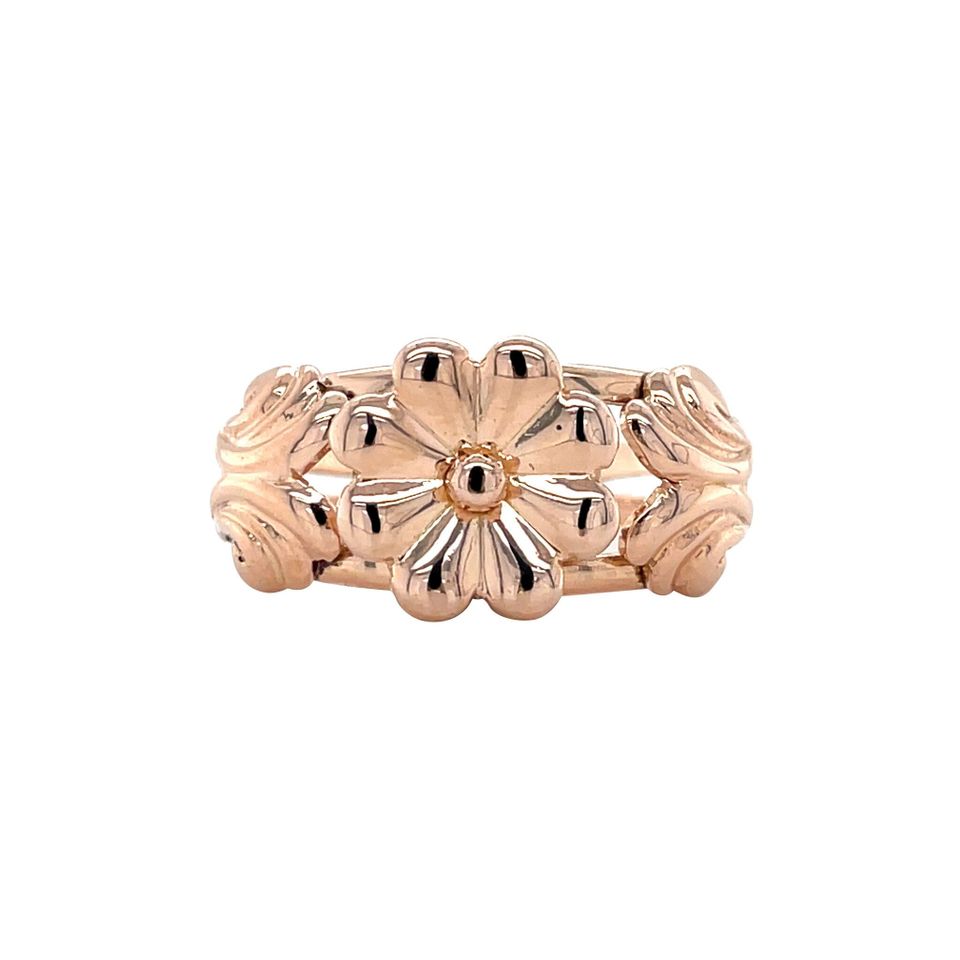 Vintage Rose Flower 9K Gold Ring