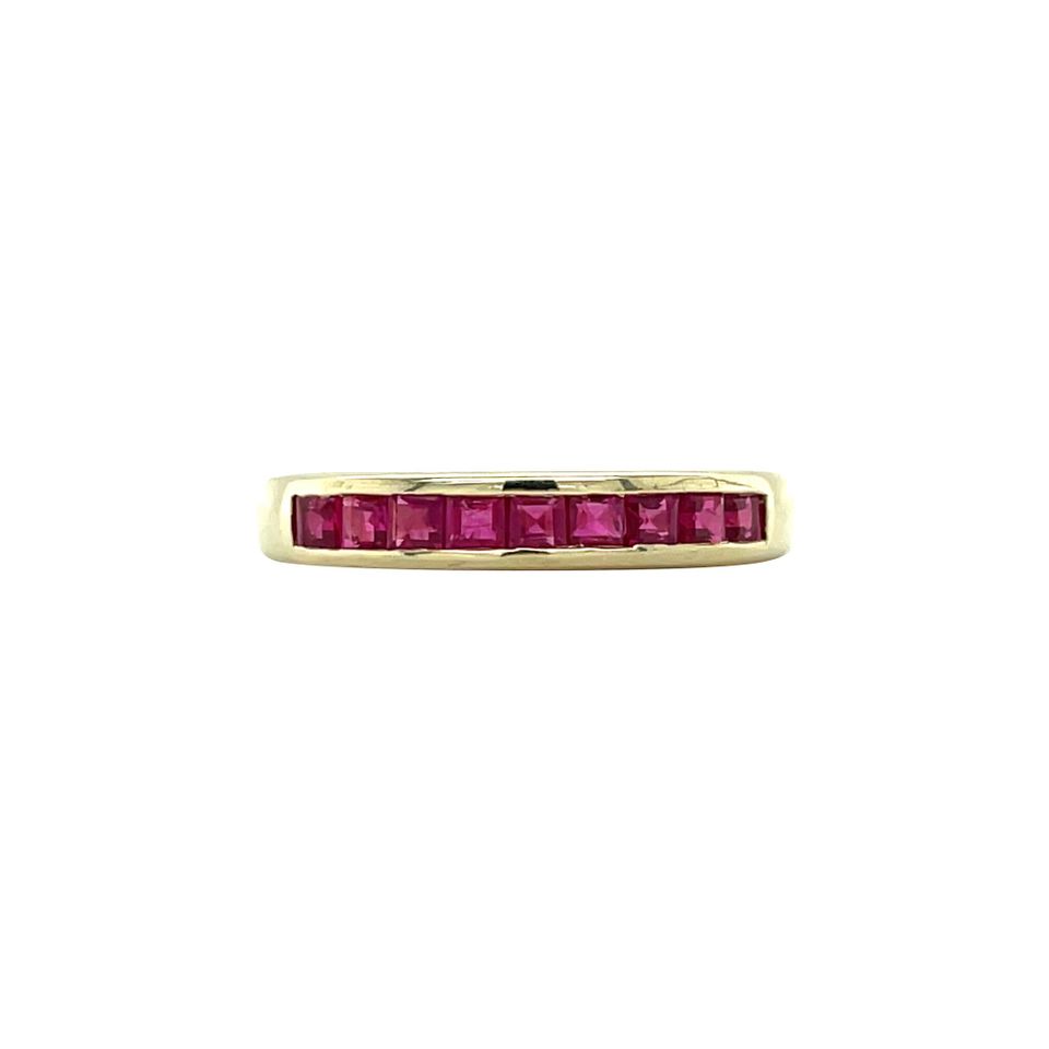 Vintage 14K Gold Half Eternity Ring with Ruby