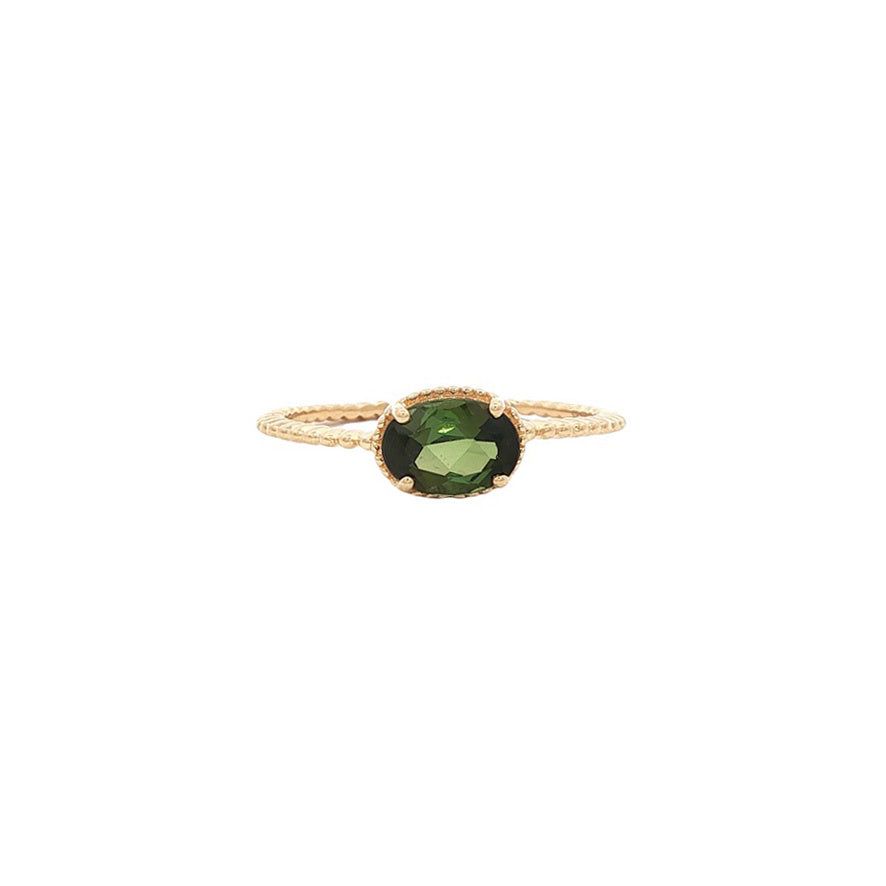 Vintage 18K Gold Ring with Colored Stone