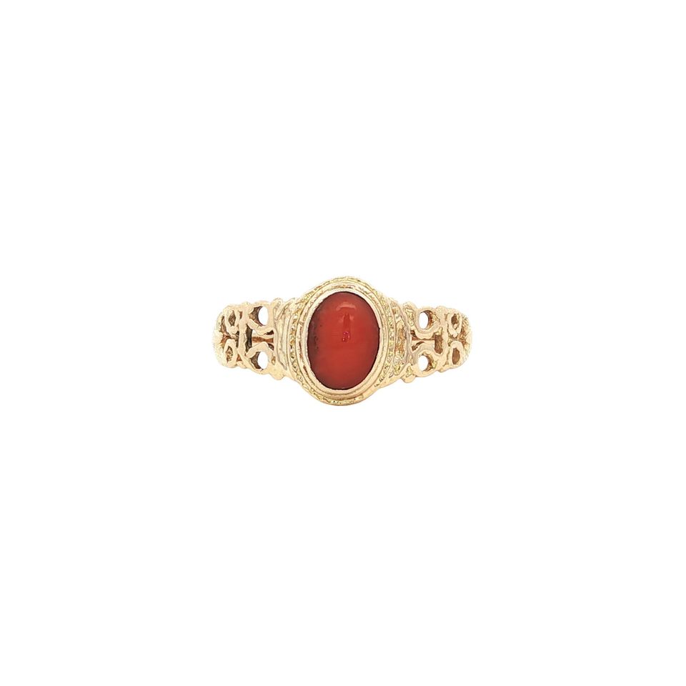 Vintage 14K Gold Ring with Red Coral