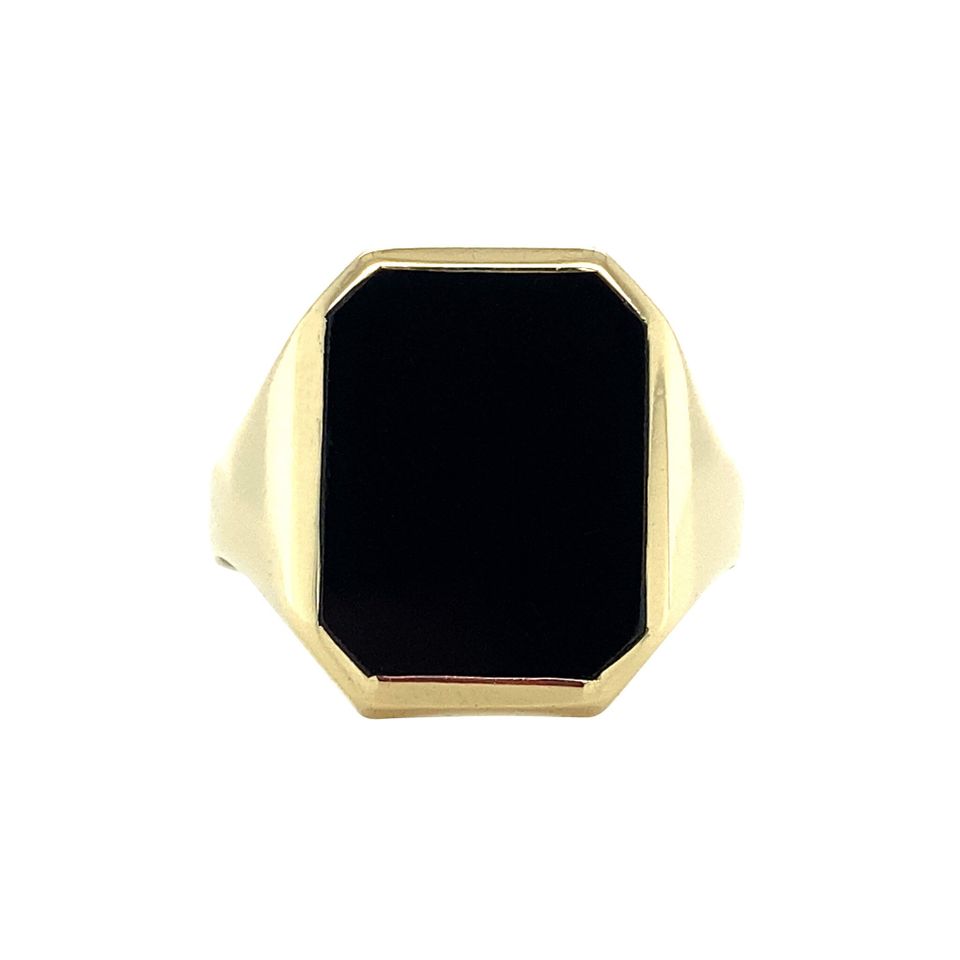 Vintage 14K Gold Signet Ring with Onyx