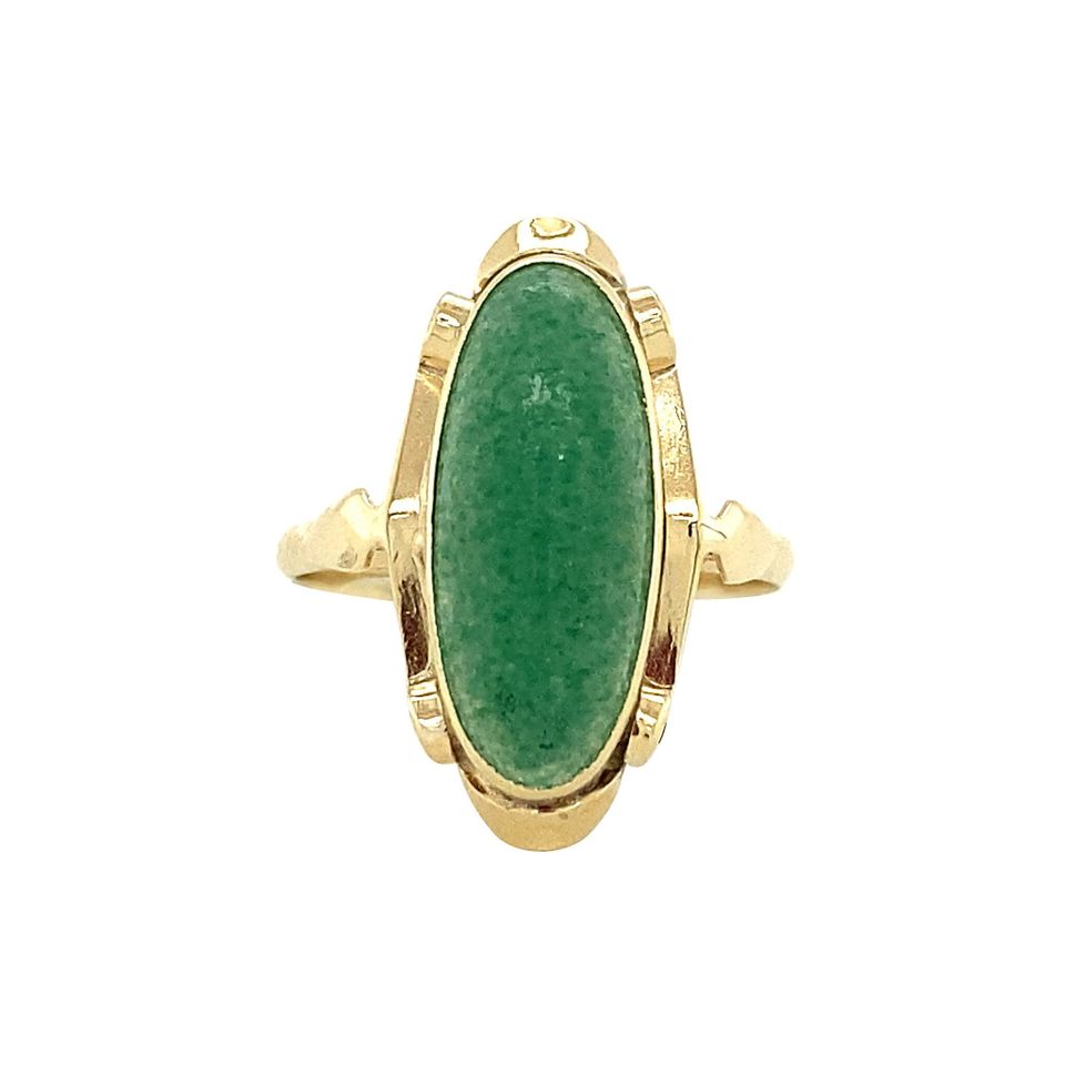 Vintage 14K Gold Ring with Aventurine