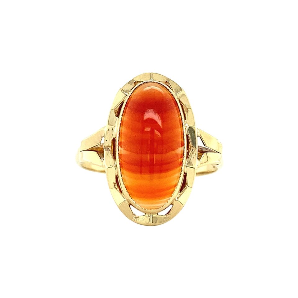 Vintage 14K Gold Ring with Banded Agate