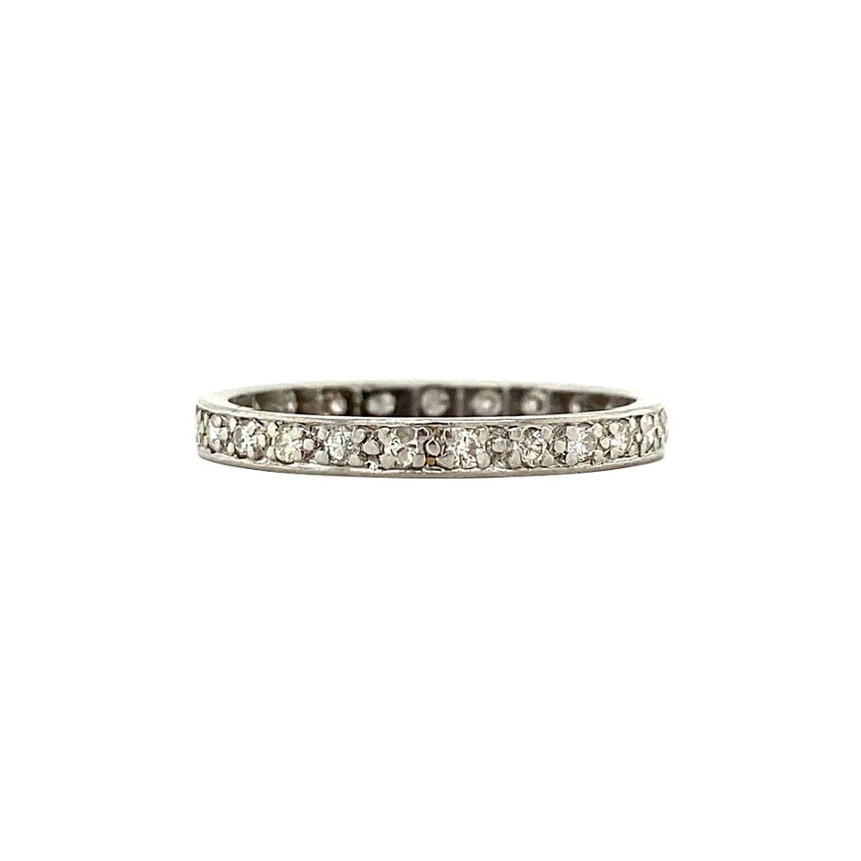 Vintage Platinum Alliance Ring with Diamond