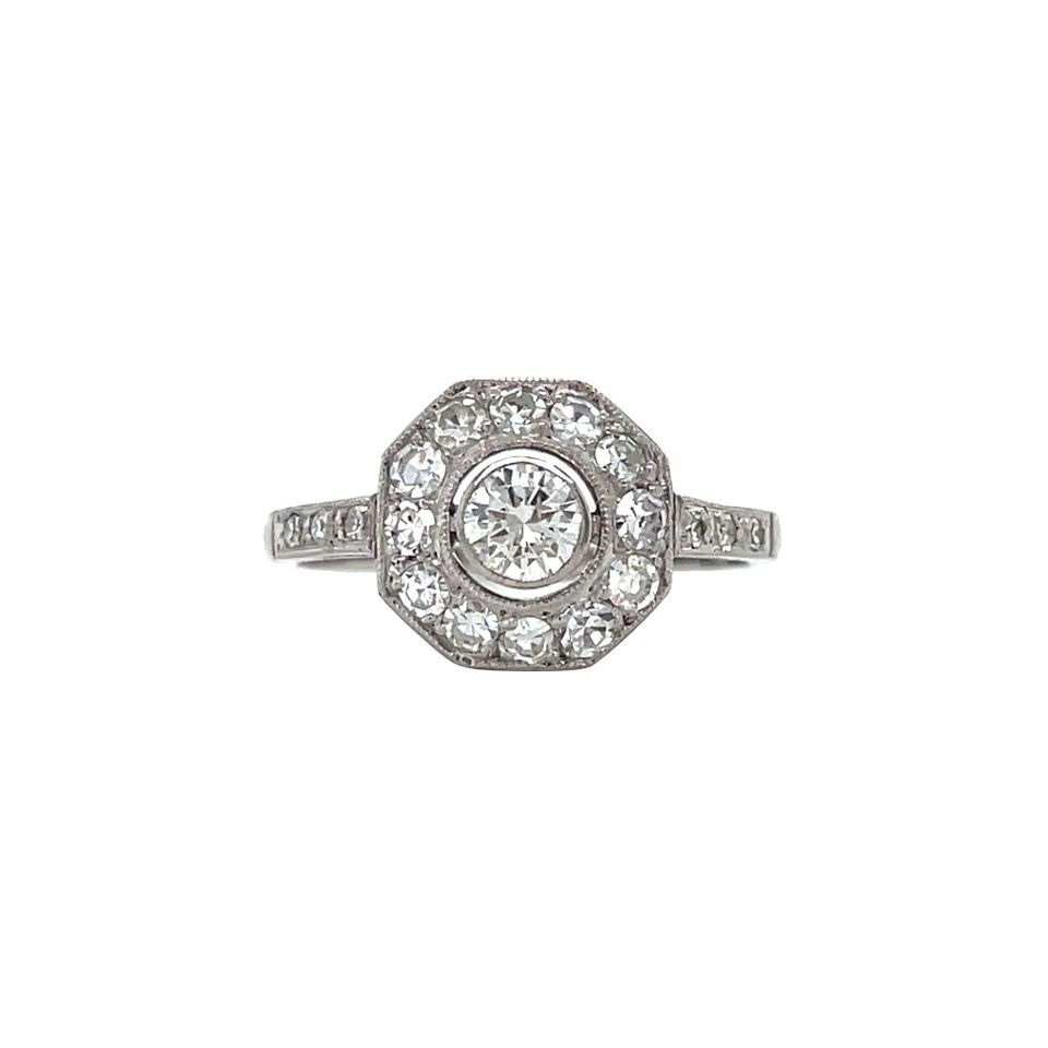 Vintage 14K White Gold Cluster Ring with Diamond