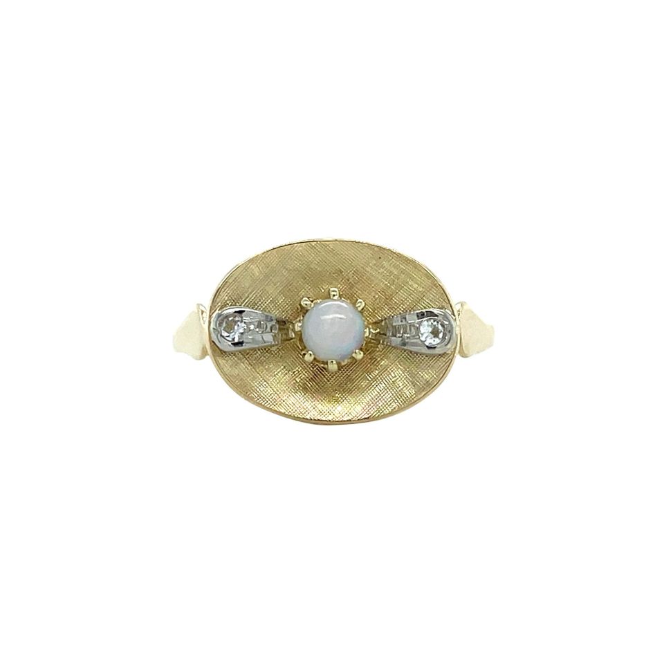 Vintage 14K Gold Ring with Spinel and Opal