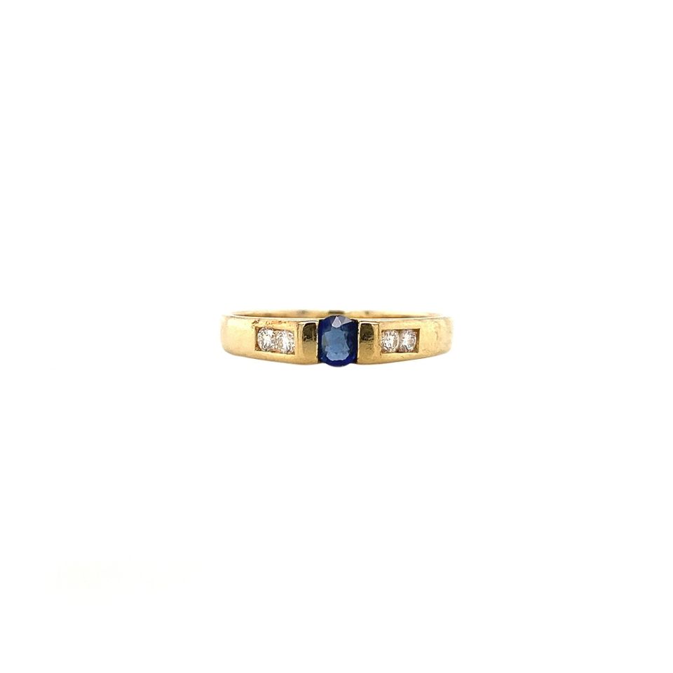 Vintage 18K Gold Ring with Sapphire and Diamond