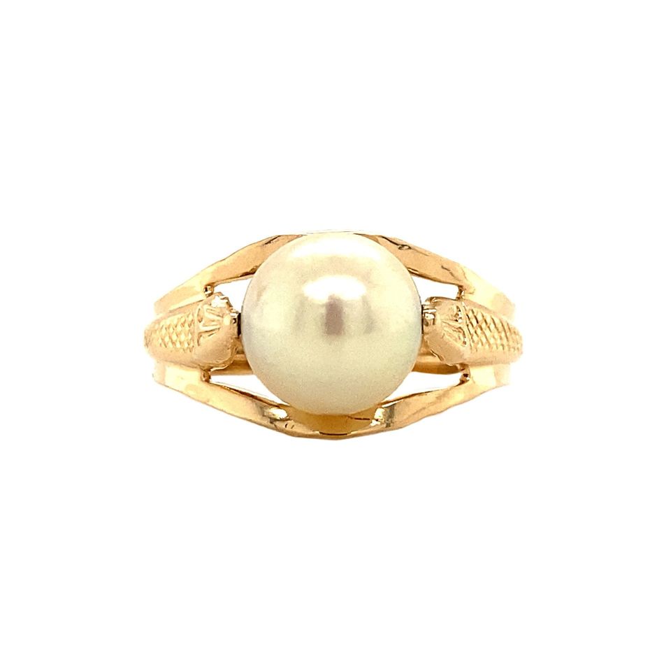 Vintage 18K Gold Ring with Pearl