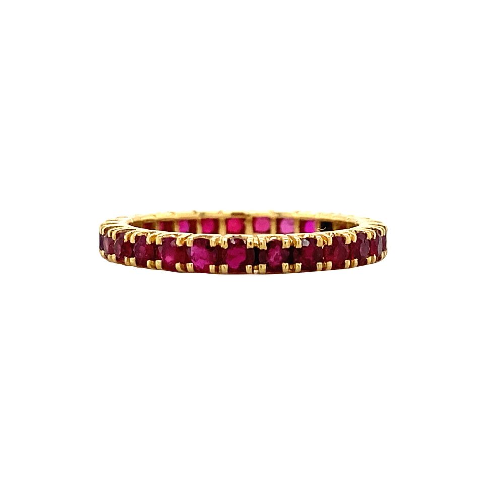 Vintage 18K Gold Alliance Ring with Natural Ruby