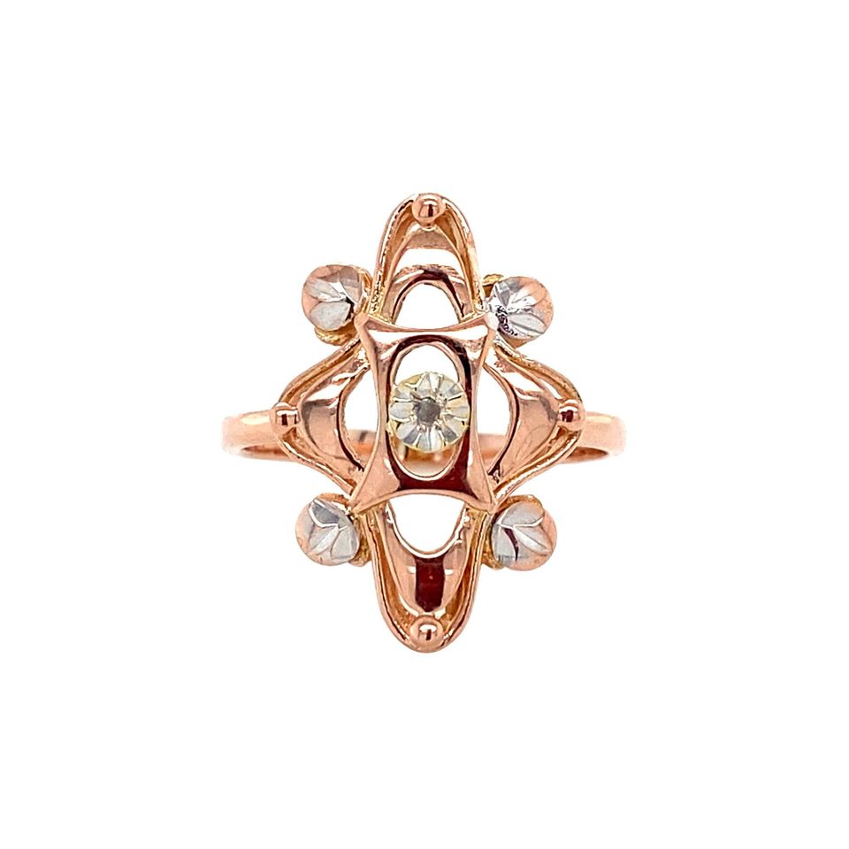 Vintage 14K Rose Gold Ring with Diamond
